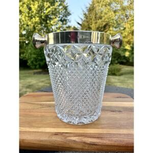 1950s VSL Art Deco Cut Crystal and Champagne Bucket Belgium 9.5” Heavy 9.6 Lb